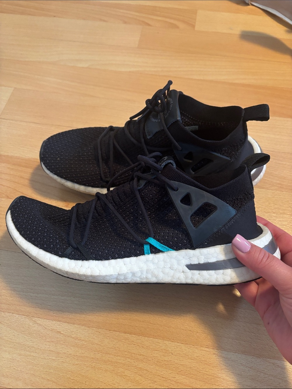 adidas Black Athletic Shoes with White Sole